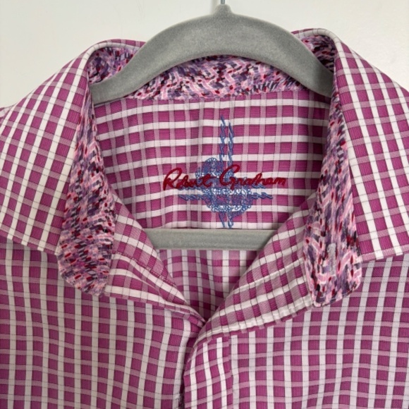 ROBERT Graham Luxury Long Sleeve Dress Shirt Pink and White Check Patter… - Picture 4 of 16